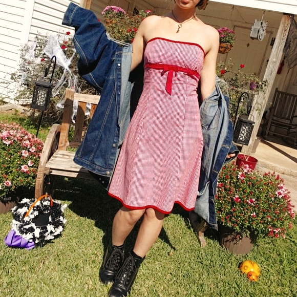 Adorable Vintage Red Plaid A-Line Dress - Picture 1 of 4